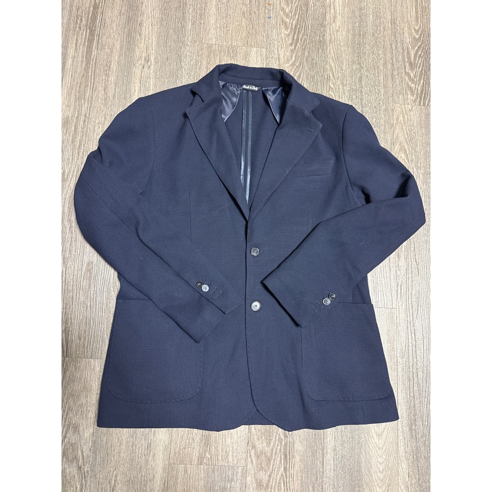 Luigi Fusaro Napoli Mens Navy Blue Textured Blazer Sport Coat Made in Italy 54